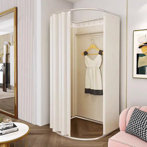 Probador de Lujo Moderno de Metal para Boutique con Cortina, Racks de Exhibición para Vestidor de Lujo Contemporáneo para Tienda de Ropa - Product Image 2