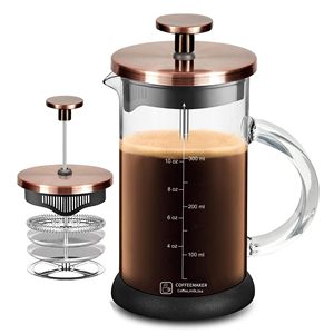 Cafetière à piston en verre borosilicate, cafetière à piston, théière, grande cafetière en verre avec filtre - Product Image 1