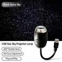 Projecteur d'étoiles LED RGB moderne, édition ciel étoilé, version USB noire, mini veilleuse nébuleuse à changement de couleur pour chambre à coucher, 360°