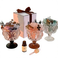 Diffuseur d'aromathérapie sans flamme en pierre de cristal, design coupe à glace, pour intérieur, parfum longue durée, en verre, pour huiles essentielles haut de gamme