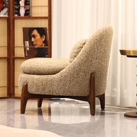 Fauteuil de loisirs convertible scandinave moderne, fauteuil d'appoint rembourré, base en bois massif, siège lounge en tissu chenille pour salon