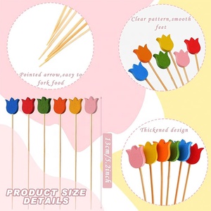 Palillos de Cóctel de Bambú Tulipán para Aperitivos, Palillos de Bambú Desechables Elegantes para Decoración de Fiestas de <span class=keywords><strong>Primavera</strong></span> y Verano - Product Image 2