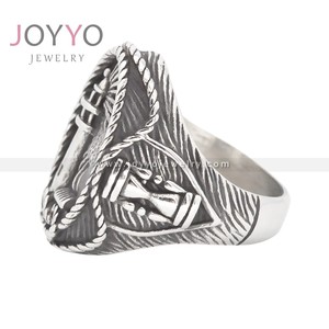 Bagues pour hommes Viking en acier inoxydable plaqué argent, avec <span class=keywords><strong>pierre</strong></span> verte taille princesse, style punk, design <span class=keywords><strong>phare</strong></span> et sablier, pour fiançailles - Product Image 2