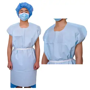 High quality cheap paper disposable exam gowns 2 plys tissue patient gown factory price