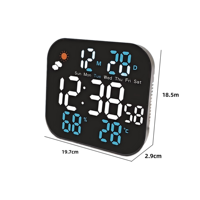 Horloge Murale Numérique AIKS avec Prévisions Météo, Température et Humidité, Alarme, Alimentation Externe, LED de Luxe