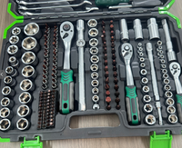 Ensemble d'outils à douilles professionnels de 216 pièces, finition nickel perlé, 72 dents, outils de réparation automobile et outils à main pour la maison avec étui portable