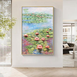 Decoración Moderna para Pared del Hogar, Pintura <span class=keywords><strong>al</strong></span> <span class=keywords><strong>Óleo</strong></span> sobre Lienzo de Lirios Acuáticos Famosos, Pintada a Mano - Product Image 3