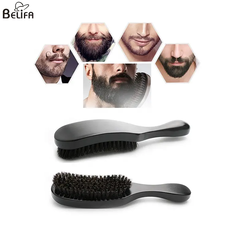 Cheap 100% boar bristle hair wooden medium hard 360 curved wave men beard brush