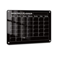 Planificateur hebdomadaire mural sans cadre en acrylique noir avec plateau pour marqueurs pour bureau, salle de classe, école