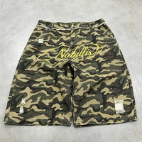 Shorts en jean camouflage épais personnalisés pour hommes, avec logo brodé, délavage acide, effet vieilli, style streetwear, coupe ample, fabricant de jorts