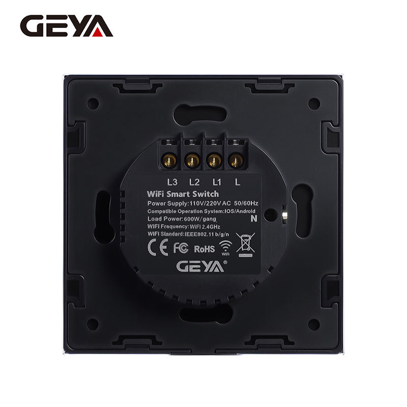 GEYA Wholesale EU Standard 86*86mm Smart Wall Switches Wifi 3 Gang 1way Touch Wall Switch