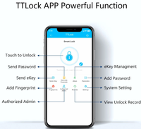 Système de contrôle d'accès aux portes via l'application TTlock, biométrique, empreinte digitale, étanche, sans fil, accès par code/carte, Android 8, écran LED