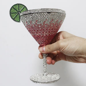 レディース用高級ダイヤモンドクリスタルラインストーンイブニングカクテルゴブレット高級マティーニグラスカジュアルクロスボディクラッチバッグ付き - Product Image 2