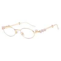 Monture de lunettes ovale tendance pour femme, anti-lumière bleue, en métal, design clouté haut de gamme, cadeau idéal