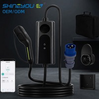 Chargeur EV portable Shineyou Type 2 pour véhicules électriques, contrôle intelligent par application, sortie 3,5KW-22KW, vente en gros