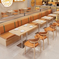 Ensemble de banquettes commerciales modernes en bois avec chaises en cuir PU pour restaurant, café, bistrot, salon et hôtel