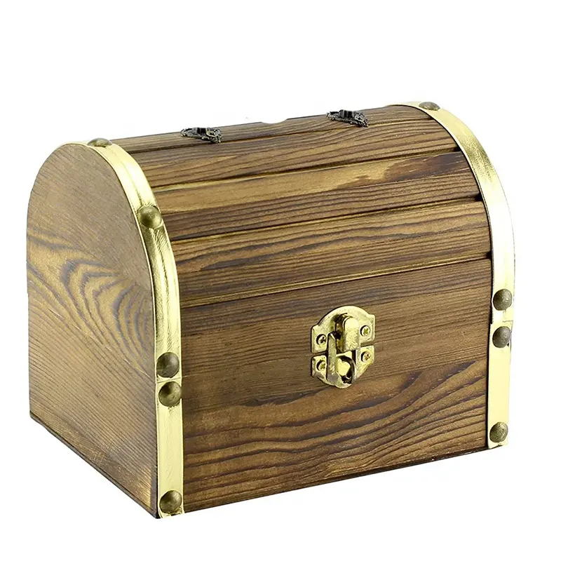 लकड़ी और चमड़े खजाना छाती लकड़ी के बक्से गहने बॉक्स के लिए ताला के साथ विंटेज हस्तनिर्मित लकड़ी शिल्प बॉक्स गहने, खिलौना
