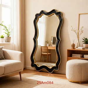 Espejo de pared moderno para hogar y Hotel, espejo decorativo de hierro de 5mm de metal negro y dorado - Product Image 1