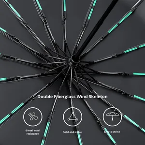 Gradient Fully <b>Automatic</b> Double-Kite Sun <b>Umbrella</b> UV Protection Dual-Use Black Coating Men's Sunshade 8k Ribs 105cm Wholesale - Product Image 3