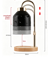 Lampe chauffe-bougie électrique d'aromathérapie, hauteur réglable, gradation progressive pour bougies en pot, décoration de chambre