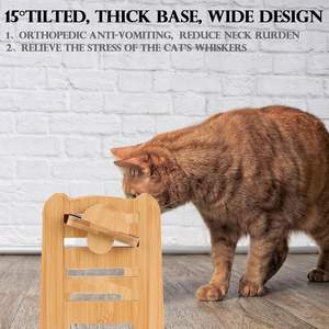 15 Inclinada ajustável Raised Pet Bowl Elevado Dog Cat Bowls Alimentação Pratos Madeira Stand Pet Alimentador com aço inoxidável - Product Image 6