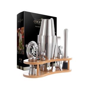 Ensemble de shaker à <span class=keywords><strong>mojito</strong></span> en acier inoxydable 04 avec support en bambou pour boisson mixte, ensemble de shaker à <span class=keywords><strong>cocktail</strong></span> en bois, <span class=keywords><strong>kit</strong></span> d'outils de bar en acier inoxydable - Product Image 5