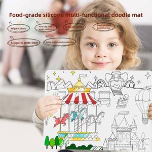حصيرة رسم سيليكون خالية من الغذاء ، حصيرة تلوين ، سجادة طعام قابلة لإعادة الاستخدام ، مسح نظيف للأطفال في المدارس ، تصنيع المعدات الأصلية ODM - Product Image 5