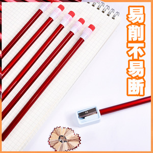 Lápiz hexagonal de madera Hb con borrador grande para estudiantes, práctica de escritura escolar, color rojo, lápiz estándar - Product Image 3