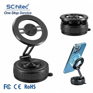 Schitec Vacuum Suction Base Car Mount Durable Zinc Alloy & Magnetic Phone Holder <b>for</b> Any Smooth Surface Inside Your Car - Product Image 1