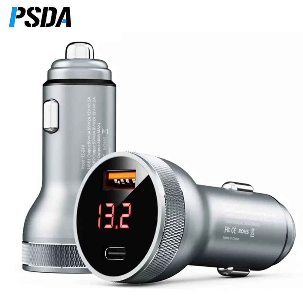 PSDA PD USB C Car Charger Quick Charge 4.0 3.0 36W Fast Charging For iPhone 13 12 XS X XR 8 7 Xiaomi QC4.0 QC3.0 Type C Phone