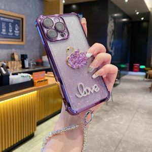 เคสโทรศัพท์แบบแวววาวเคลือบผิวหงส์พร้อมเลนส์ป้องกัน RENO14 13F 12PRO A5X ที่คลุม Realme14X A3PRO - Product Image 6