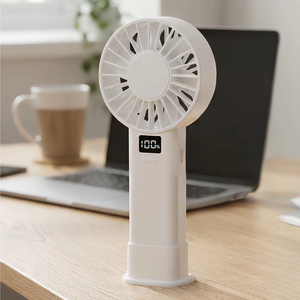 Factory Wholesale Handheld Personal <b>Cooler</b> Fan 1200mAh Rechargeable <b>Mini</b> ABS Fans with LED Display Adjustable Wind Speed Turbo - Product Image 1