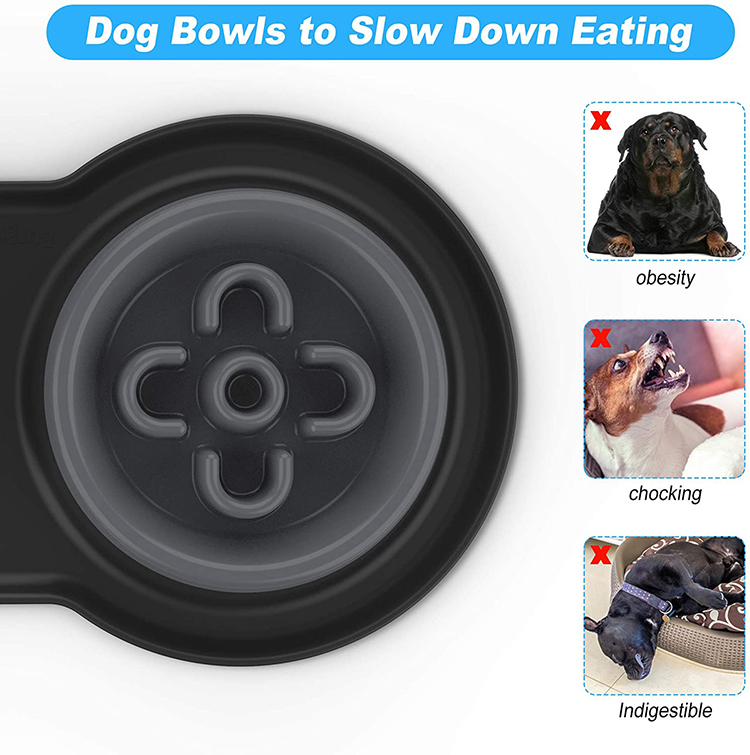 hot selling double water food silicone collapsible dog bowl slow feeder dog bowl dog bowl