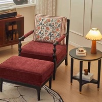 Fauteuil d'angle vintage de luxe en bois massif, rembourré en tissu, personnalisable, pour salon, meubles de salon