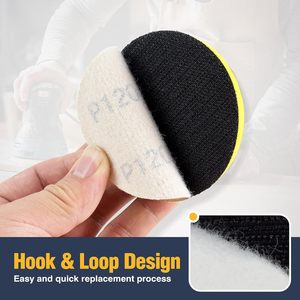 50 pcs Disc Amplas <span class=keywords><strong>3</strong></span> Inch 120 Grit <span class=keywords><strong>Hook</strong></span> <span class=keywords><strong>Loop</strong></span> Aluminium Oksida, Dapat Disesuaikan untuk Mesin Amplas Orbital Acak - Product Image 3