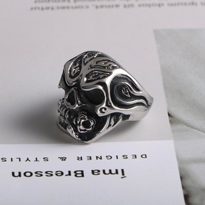 Men's Titanium Steel <b>Skull</b> <b>Ring</b> SA827 Skeleton Design Gift Jewelry - Product Image 3