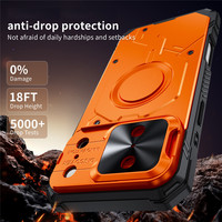 Coque de protection coulissante pour appareil photo avec anneau magnétique pour iPhone 18 17 16 15 Pro Max, double couche TPU PC antichoc