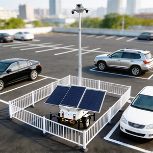 Torre CCTV Mobile per Cantieri Edili, Rimorchio CCTV Solare con Palo Alto 6m/7m per Sicurezza Fuori Rete in Aree di Parcheggio - Product Image 1