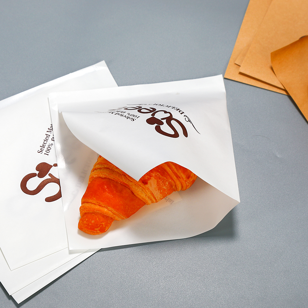 Custom Soft Pretzel Sandwich Wrappers Double Open Grease-Resistant Kraft Paper Bags For Snack Donuts Holder Croissant Paper Bag