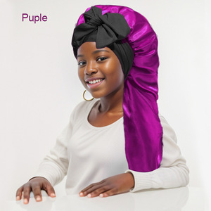 หมวกไหมพรมสำหรับเด็กผ้าซาตินผูกเป็นผ้าซาตินถักเปียแบบยาว - Product Image 5