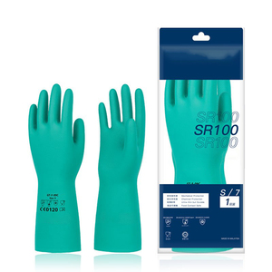 Guantes <span class=keywords><strong>de</strong></span> Nitrilo Reutilizables Superflocados Verdes, Guantes <span class=keywords><strong>de</strong></span> Seguridad para Mecánicos, Resistentes a Químicos, Impermeables, para Trabajos Industriales y <span class=keywords><strong>de</strong></span> Jardinería - Product Image 1