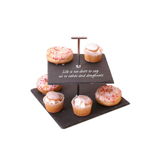 Top Sellers Online Competitive Price Directly Slate Round 2 Tiers Slate Cake <strong>Stand</strong> - Product Image 4