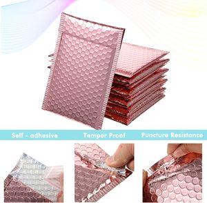 50 enveloppes à bulles en or rose de 3 tailles assorties, enveloppes rembourrées en feuille métallique scintillante, enveloppes d'expédition auto-adhésives en poly bulles - Product Image 3