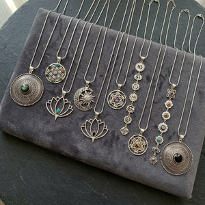 Stone Pendant 7 Chakra Gemstone Silver Plated India Multi Stone Pendant Pendants or <b>Charms</b> Multiple Stone Gift - Product Image 2