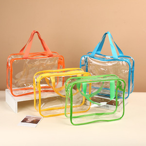 Large <b>Toiletry</b>/Cosmetic <b>Bag</b> Zipper Portable Waterproof Reusable <b>Clear</b> PVC Hot Stamping Recyclable Environment Friendly - Product Image 2