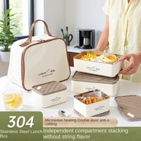 Ensemble de boîtes à lunch portables personnalisées, boîte à lunch à emporter, boîte alimentaire en acier inoxydable 304, boîte à lunch multicouche avec sac