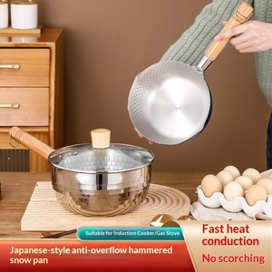 Pentola per Latte Yukihira in Acciaio Inox Stile Giapponese con Manico in Legno, Fondo Piatto, Coperchio in Vetro, Adatta a Tutti i Fornelli, Pentola per Alimenti per Bambini, Pentola per Ammollo - Product Image 3