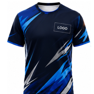 เสื้อเจอร์ซีย์กีฬาอีสปอร์ตแบบซับลิเมชั่น แขนครึ่งตัว แห้งเร็ว คอแบบดอทนิต เสื้อยืดกีฬาผู้ชาย ทีมเกมมิ่ง ทรงแอธเลติก ODM - Product Image 1