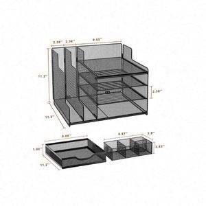 Desk Organizer with Mesh <b>File</b> Holder 4-Tier Office Supplies Desk Organizers and Accessories with Sliding <b>Drawers</b> & Pen Holder - Product Image 2