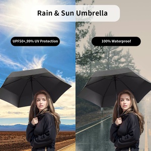 Lightweight 3 Fold Iron Frame <b>Umbrella</b> with Carried Around Bag Compact 19 Inch Manual Auto Open Glass Fiber Ribs Blocking Sun - Product Image 3